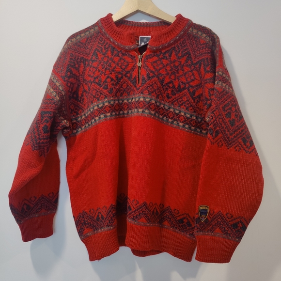 Dale of Norway Men's Red Wood Hand Knit Nordic Sweater - Picture 5 of 9